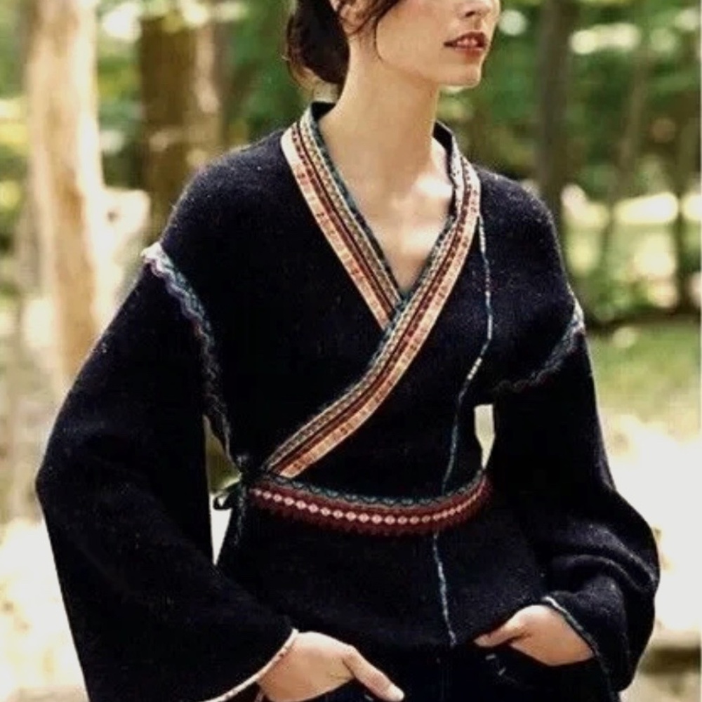 Anthropologie Moth kimono wrap embellished sweater